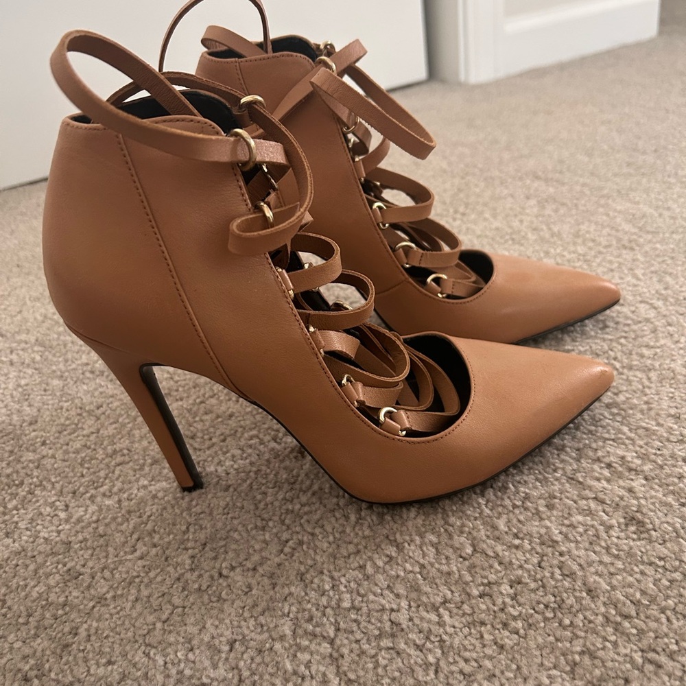 Aldo Beige Lace-Up Pumps